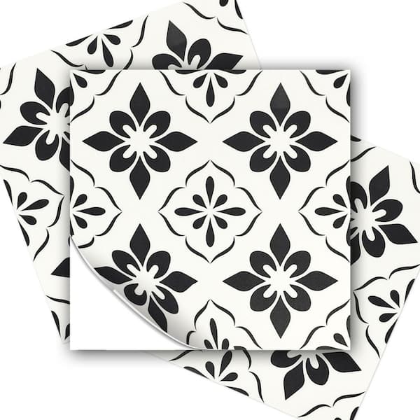Black 12 in. x 12 in. Vinyl Peel and Stick Backsplash, Self-Adhesive Wall Tile for Kitchen Bathroom (30 sq. ft./30-Pack)