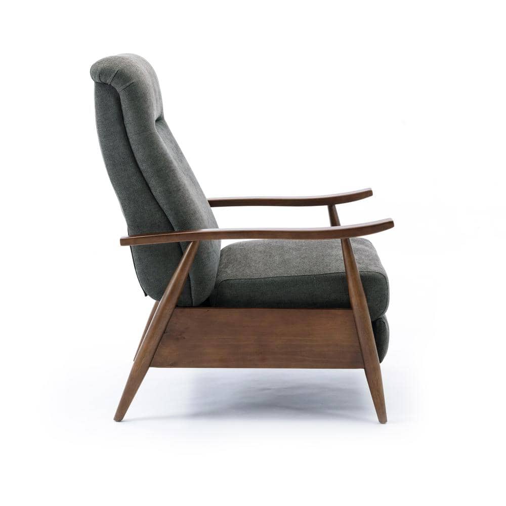Soren Charcoal and Chestnut Mid-Century Modern Recliner