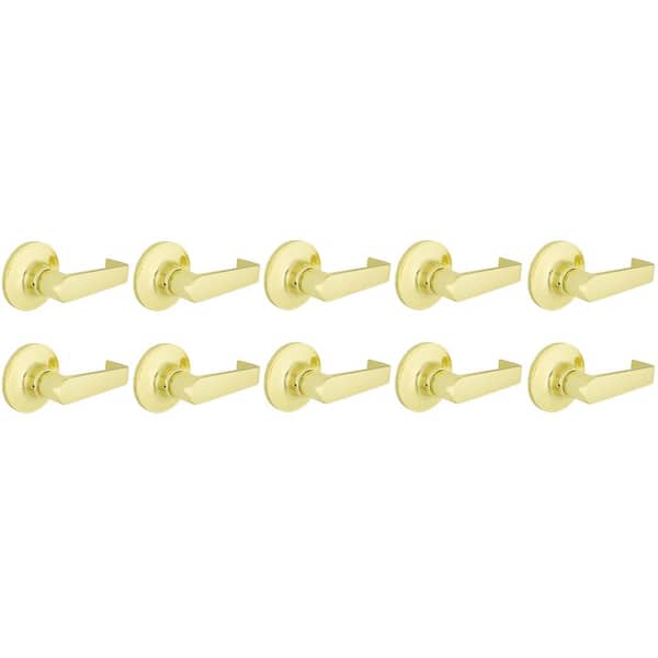 Defiant Simple Series Hook Polished Brass Hall/Closet Door Lever (10-Pack)
