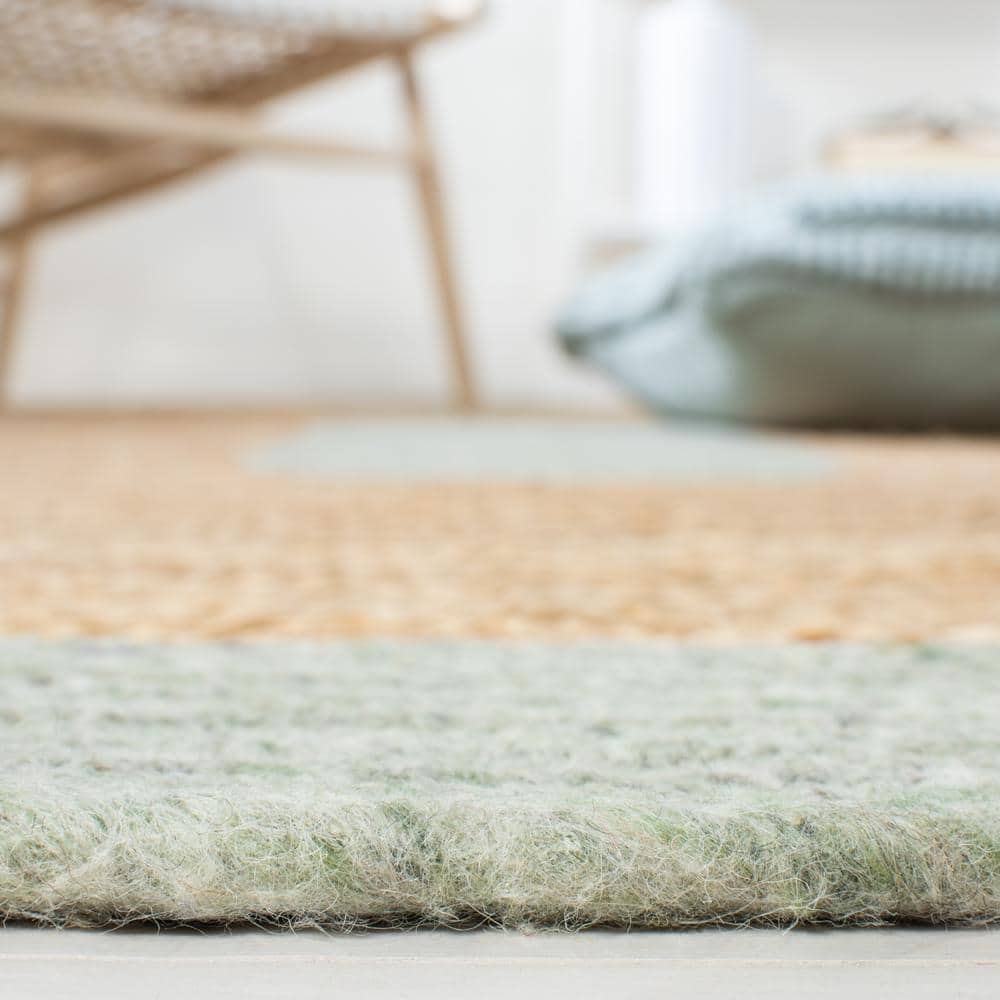 Handmade Sage and Gold Braided Wool Cotton Round Rug