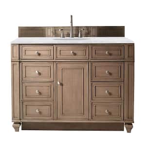 Bristol 48 in. W x 23.5 in. D x 34 in. H Single Vanity in Whitewashed Walnut with Solid Surface Top in Arctic Fall