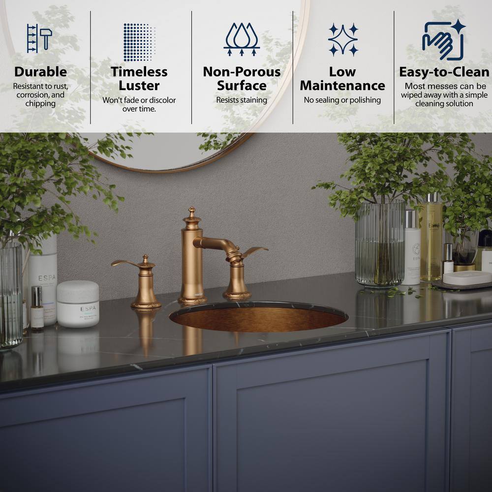 Brushed Copper Circular Undermount Bathroom Sink