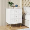 BYBLIGHT Fenley White Gold 3-Drawer Nightstand