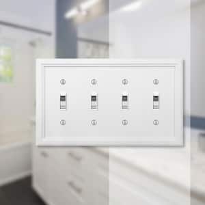 Elly 4 Gang Toggle Composite Wall Plate - White