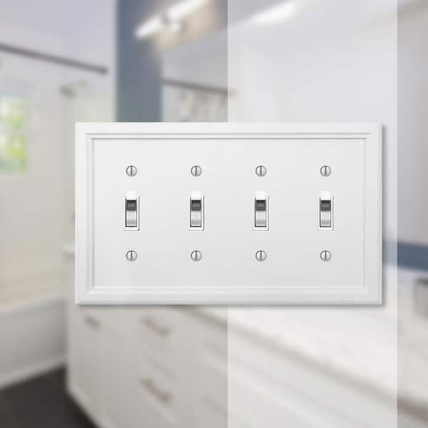 Elly 4 Gang Toggle Composite Wall Plate - White