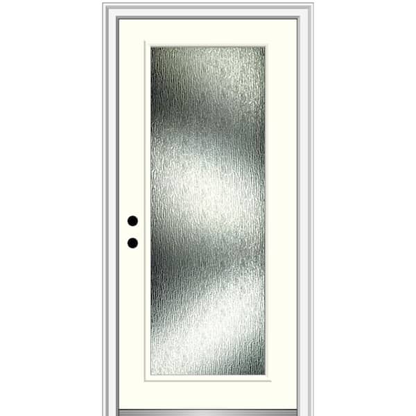 MMI Door Rain Glass 32 in. x 80 in. Right-Hand Inswing Full Lite Painted Alabaster Prehung Front Door on 4-9/16 in. Frame