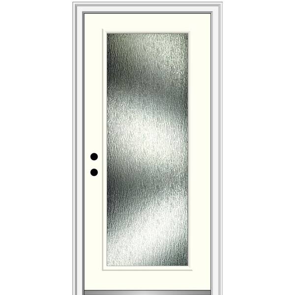 MMI Door Rain Glass 34 in. x 80 in. Right-Hand Inswing Full Lite Painted Alabaster Prehung Front Door on 4-9/16 in. Frame