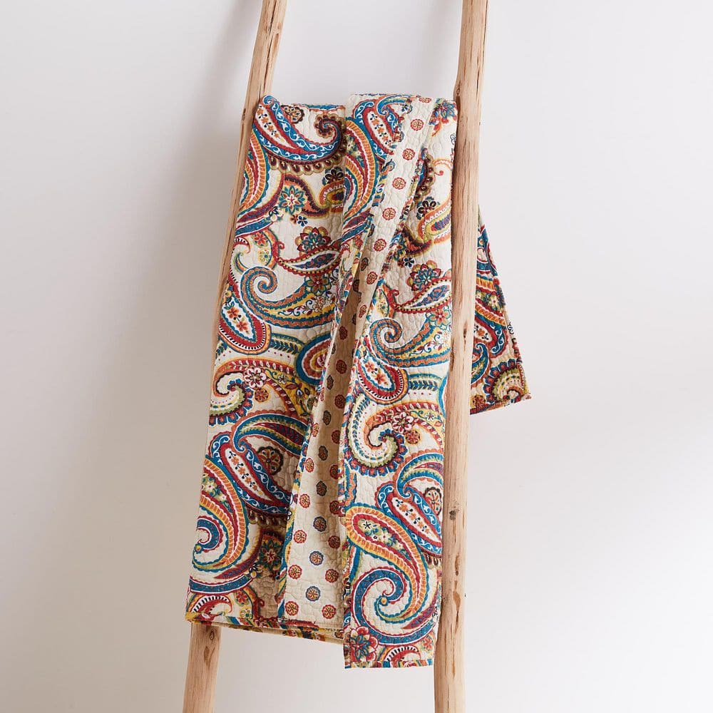 Alyssa Multicolor Cotton Paisley Quilted Reversible Throw