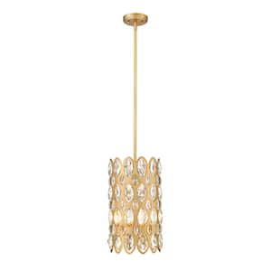 Dealey 3-LightHeirloom Brass Pendant Light with Steel and Crystal Shade