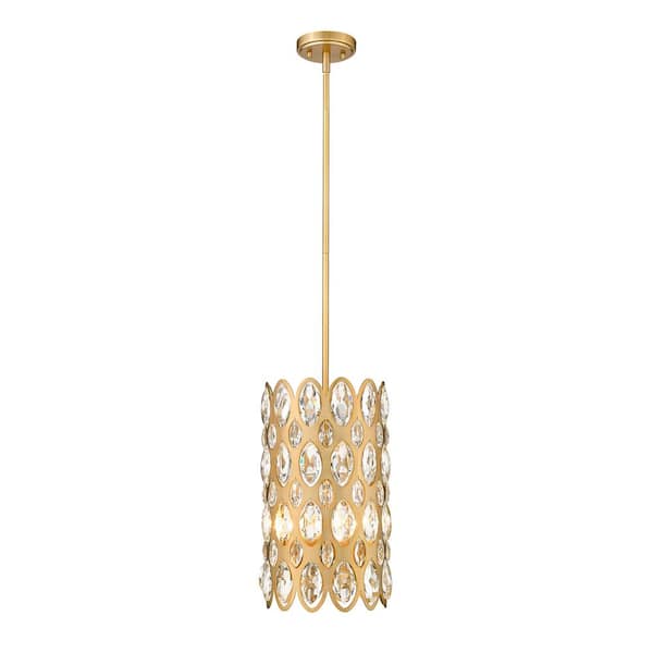 Dealey 3-LightHeirloom Brass Pendant Light with Steel and Crystal Shade ...