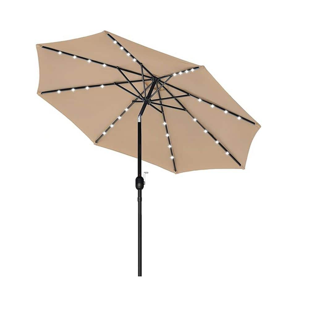 9 ft. Outdoor Market Patio Umbrella in Beige with Push Button Tilt/Crank, 3