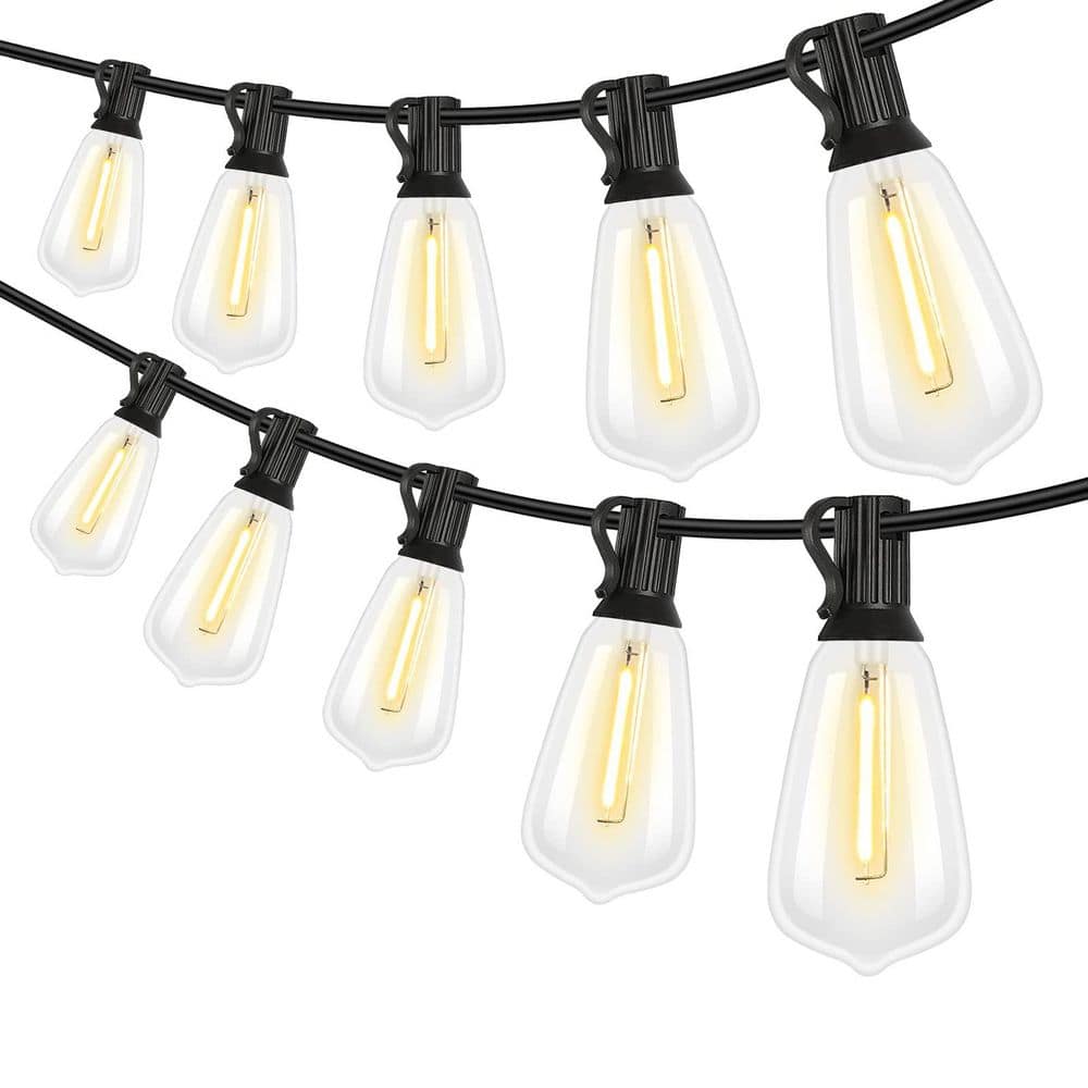 52-Light 100 ft. Outdoor LED String Lights with Integrated LED Shatterproof Edison Bulbs Dimmable 2700K Chandelier Black price history on PriceWatchPro