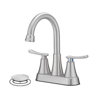 4 in. Centerset 2-Handle High-Arc Bathroom Faucet in Brushed Nickel