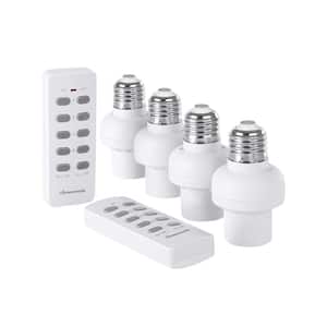 120-Volt Remote Control Light Bulb Socket Switch Kit, White (2 Remote Plus 4 Socket)