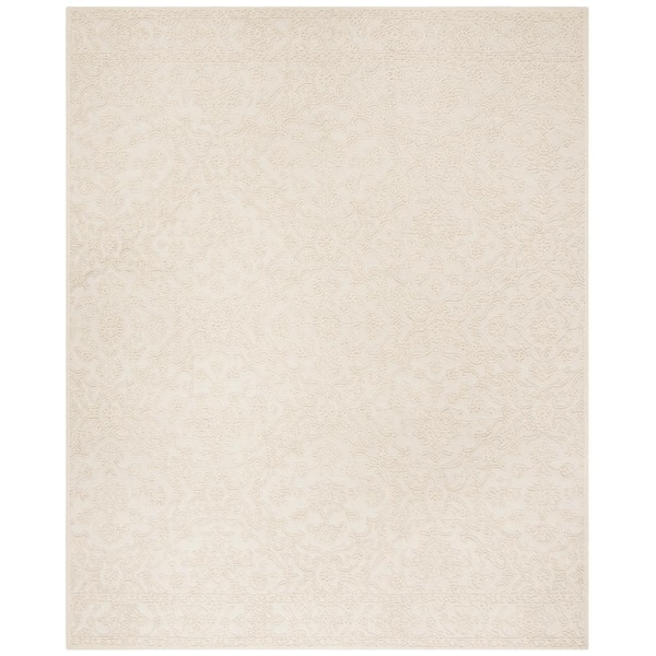 Trace Ivory 10 ft. x 14 ft. Floral Medallion Area Rug