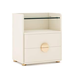 Fenley 1.64 in. W x 0.58 in. H x 2.3 in. D Flat White Wood 2-Drawer Storage Nightstand
