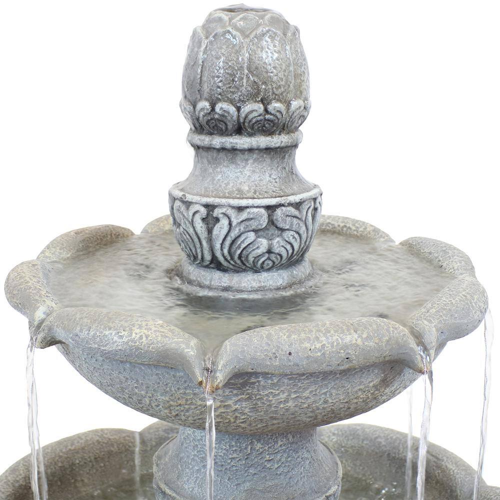 50" Dusty Gray Fiberglass Reinforced Concrete 2-Tier Outdoor Water Fountain
