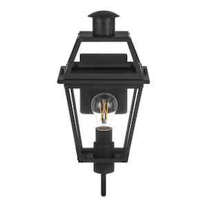 Newberry 17.75 in. Matte Black Finish Hardwired Outdoor Wall Lantern Sconce with Clear Glass