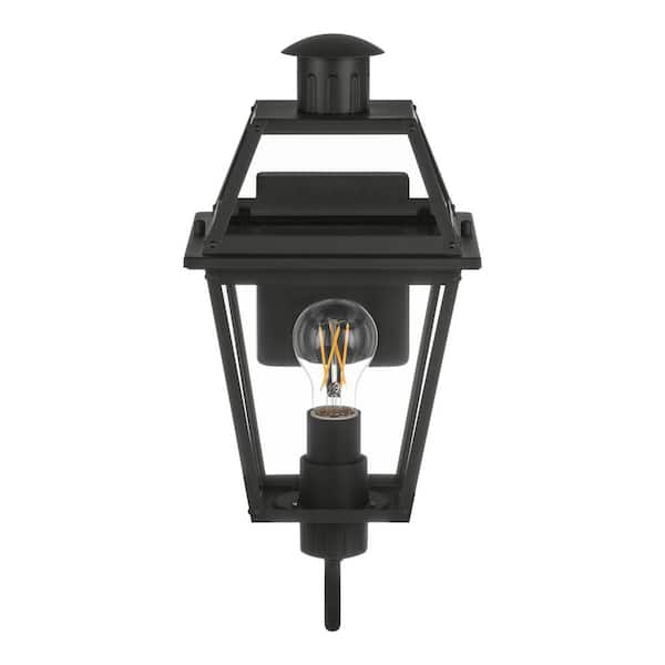 Hampton Bay Newberry 17.75 in. Matte Black Finish Hardwired Outdoor Wall Lantern Sconce with Clear Glass