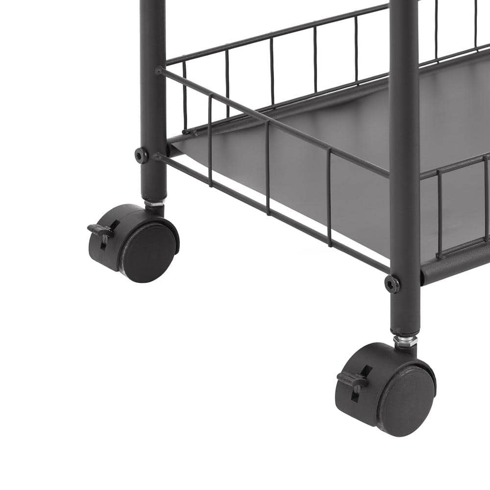 Black Metal 6-Tier Slim Rolling Storage Cart with Wheels