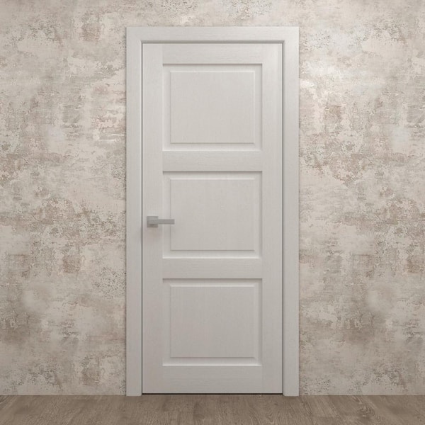 Sartodoors 32 in. x 84 in. Painted Grey Oak Solid Wood Swing Door