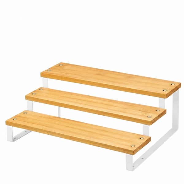 3 Tier Black Metal Countertop Step Shelf Spice Storage Organizer Rack for Kitchen Cabinet Pantry