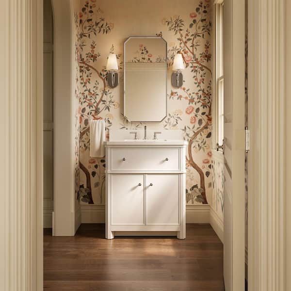 Claude by Studio McGee 30 in. Freestanding White Bath Vanity with Bianco Bella Quartz Top