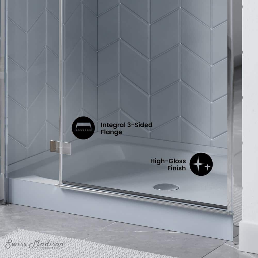 Voltaire 48" x 36" Gray Acrylic Single-Threshold Shower Base