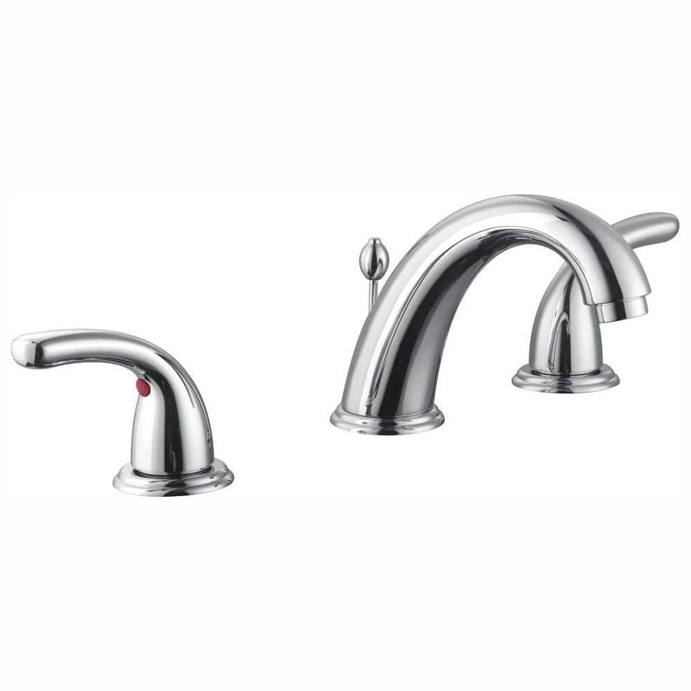 Builders 8 in. Widespread Double-Handle High-Arc Bathroom Faucet in Polished Chrome