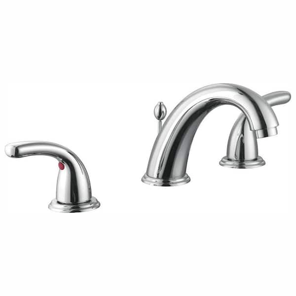 Glacier Bay Builders 8 in. Widespread Double-Handle High-Arc Bathroom Faucet in Polished Chrome