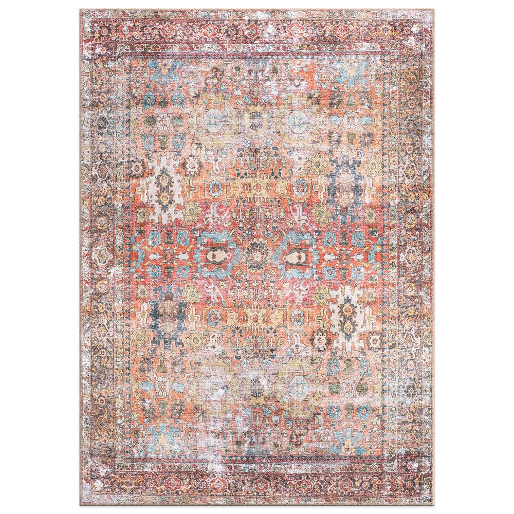 Amber Multi 3 ft. 3 in. x 5 ft. Transitional Distressed Machine Washable Non Slip Area Rug price history on PriceWatchPro