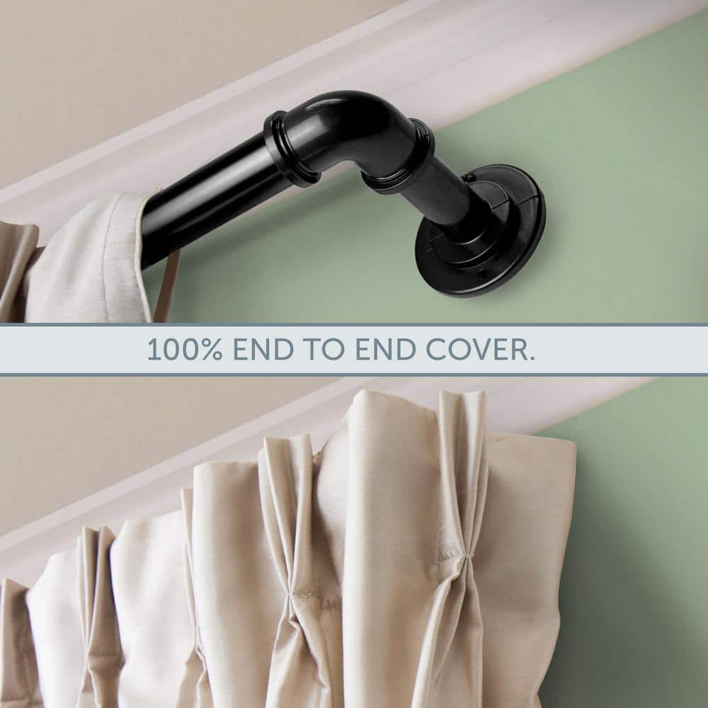 Industrial Black Steel Blackout Curtain Rod 28-48 inch