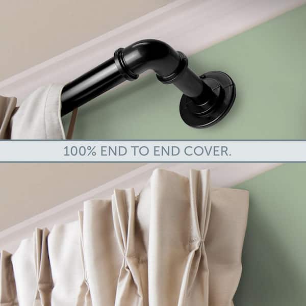 Industrial 28 in. - 48 in. Blackout Single Curtain Rod in Black