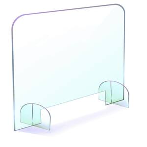Sneeze Guard for Counter 48x36 Inches Protective Freestanding 1/4 Thickness Acrylic Plexigalass Barrier Shield with Transaction Window for Offices 