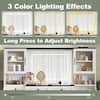 Harper & Bright Designs 2-Piece White Makeup Vanity Set with Mirror, LED Lights, Drawers, Glass Visual Desktop and Cushion Stool HZZ123AAK