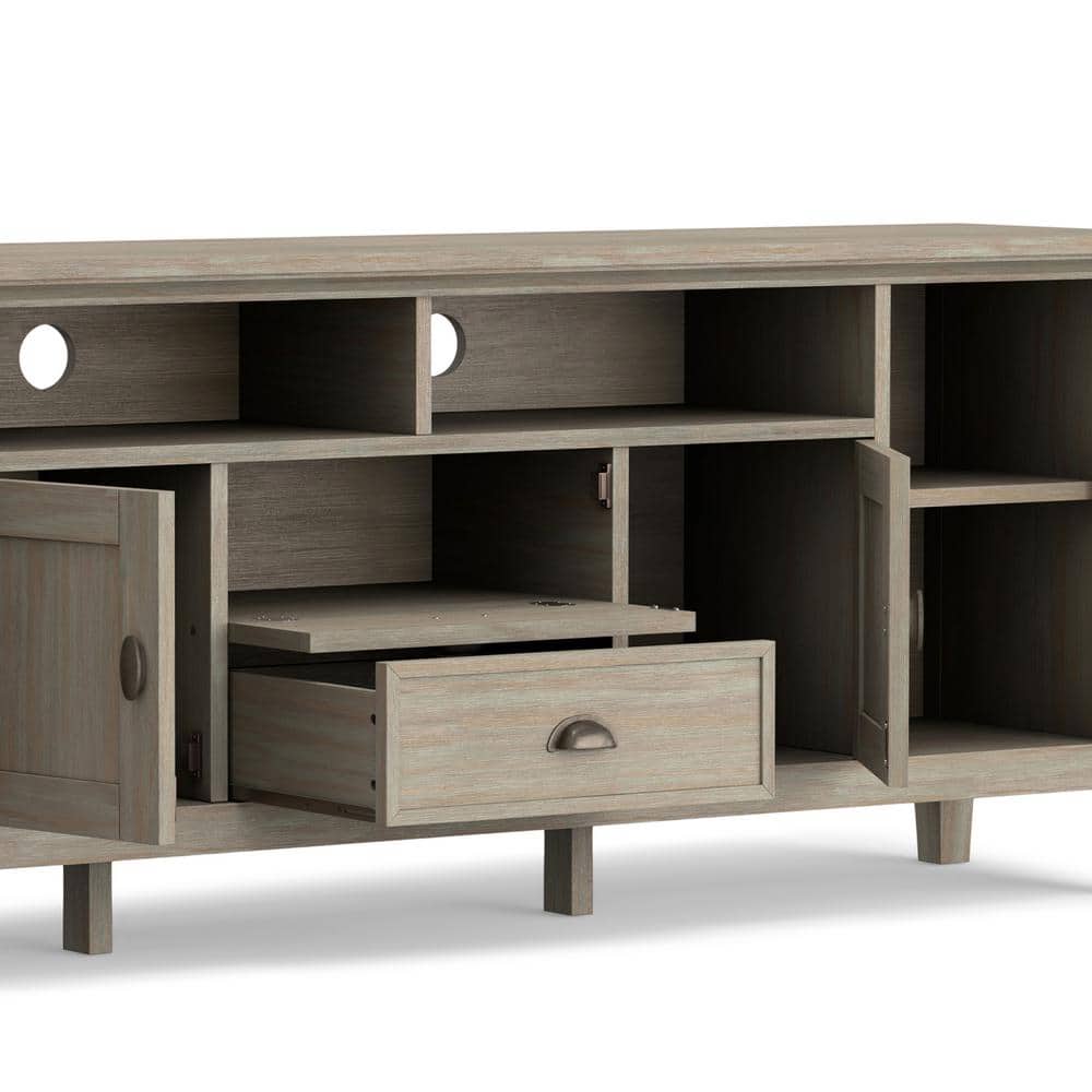 Redmond Distressed Grey Solid Wood 72" TV Media Stand