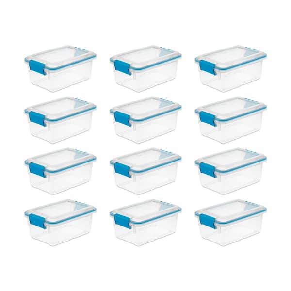 Sterilite 7.5-Qt. Clear Plastic Storage Box and Lid w/Blue Latches (12 Pack)