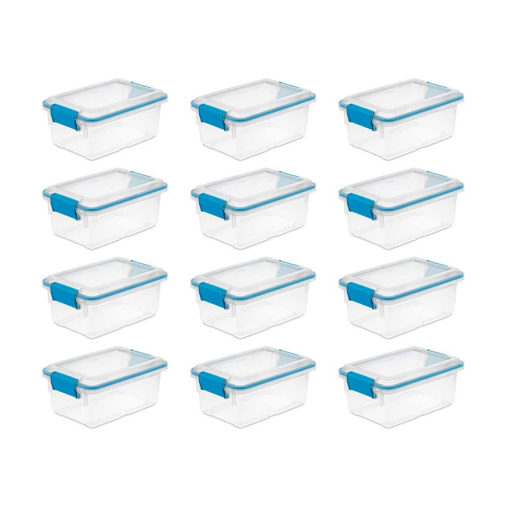 7.5-Qt. Clear Plastic Storage Box and Lid w/Blue Latches (12 Pack)