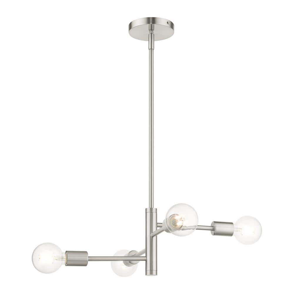 Bannister Contemporary 4-Light Asymmetrical Chandelier in Brushed Nickel