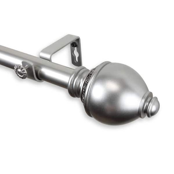 Rod Desyne 28 in. - 48 in. Telescoping 1 in. Single Curtain Rod Kit in Satin Nickel with Ramona Finial