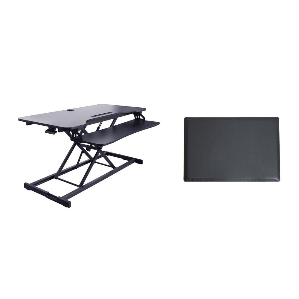 43 in. W Black Height Adjustable Standing Desk Converter with Anti Fatigue Floor Mat, Tablet Slot and Deep Keyboard Tray price history on PriceWatchPro