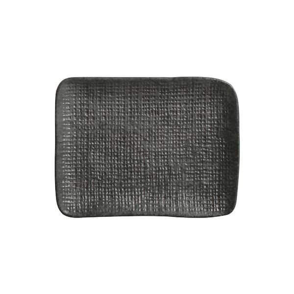 PORTO BRASIL 7.08 in. Chromium Gray Stoneware Rectangular Platter Juta (Set of 4)