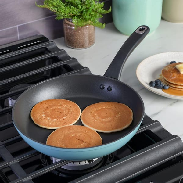 Ailwyn 11? nonstick deep frying pan with lid - 11 inch nonstick skillets  frying pan with usa blue gradient granite derived coating