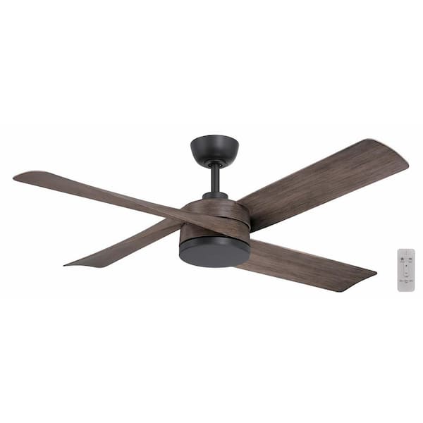 Hampton Bay Baymore 52 in. Indoor/Outdoor Matte Black Ceiling Fan with Tupelo Oak Blades and Remote Control Included