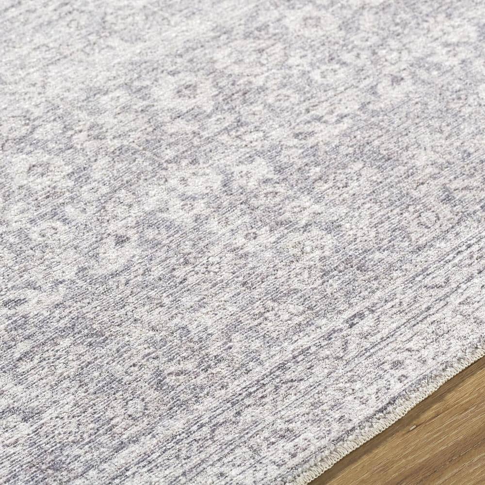 Galey Alix Gray Polyester Rectangular Vintage Area Rug