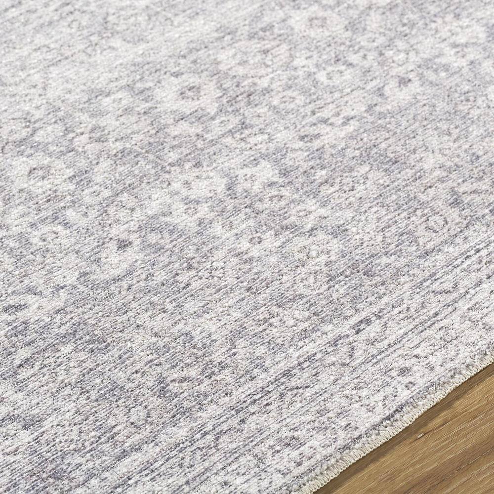 Gray 4' x 6' Vintage Damask Synthetic Area Rug