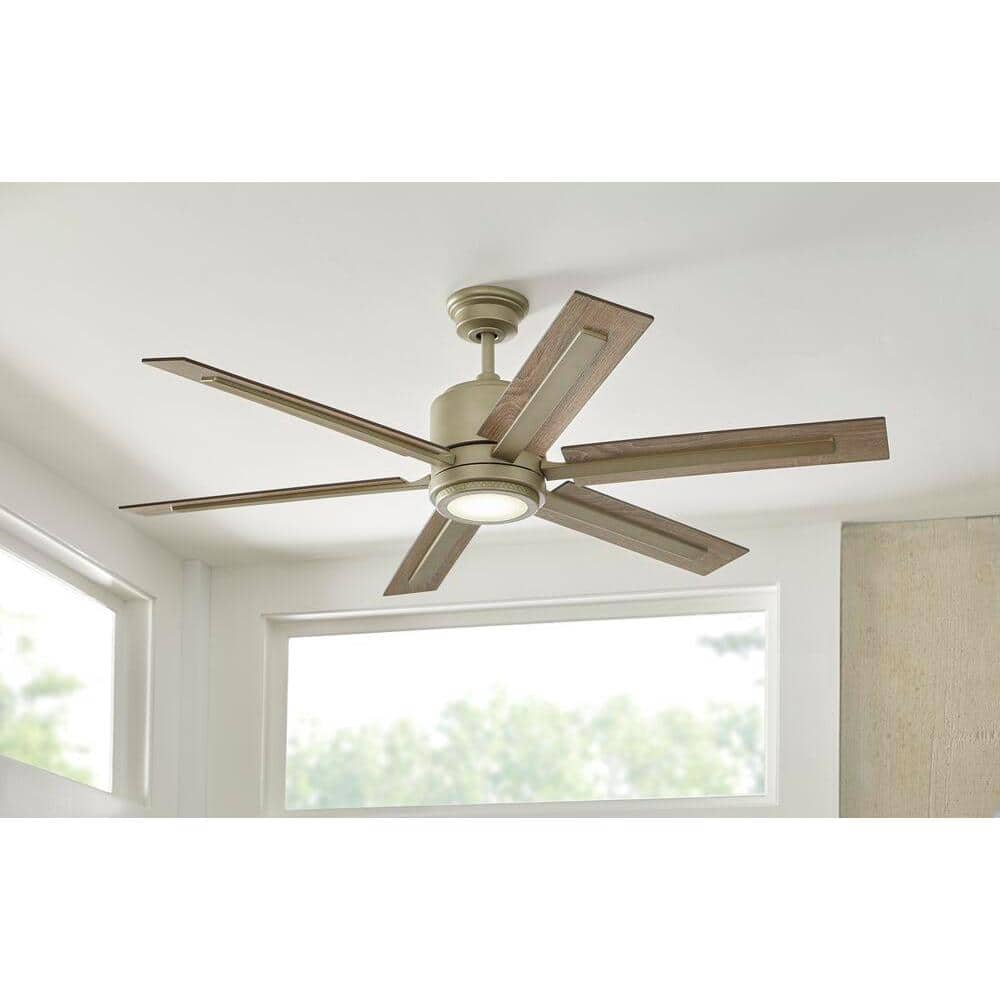 Palermo Grove 60 in. 6-Blade LED Indoor Nickel Farmhouse Ceiling Fan with Remote Control and Color Changing Technology price history on PriceWatchPro