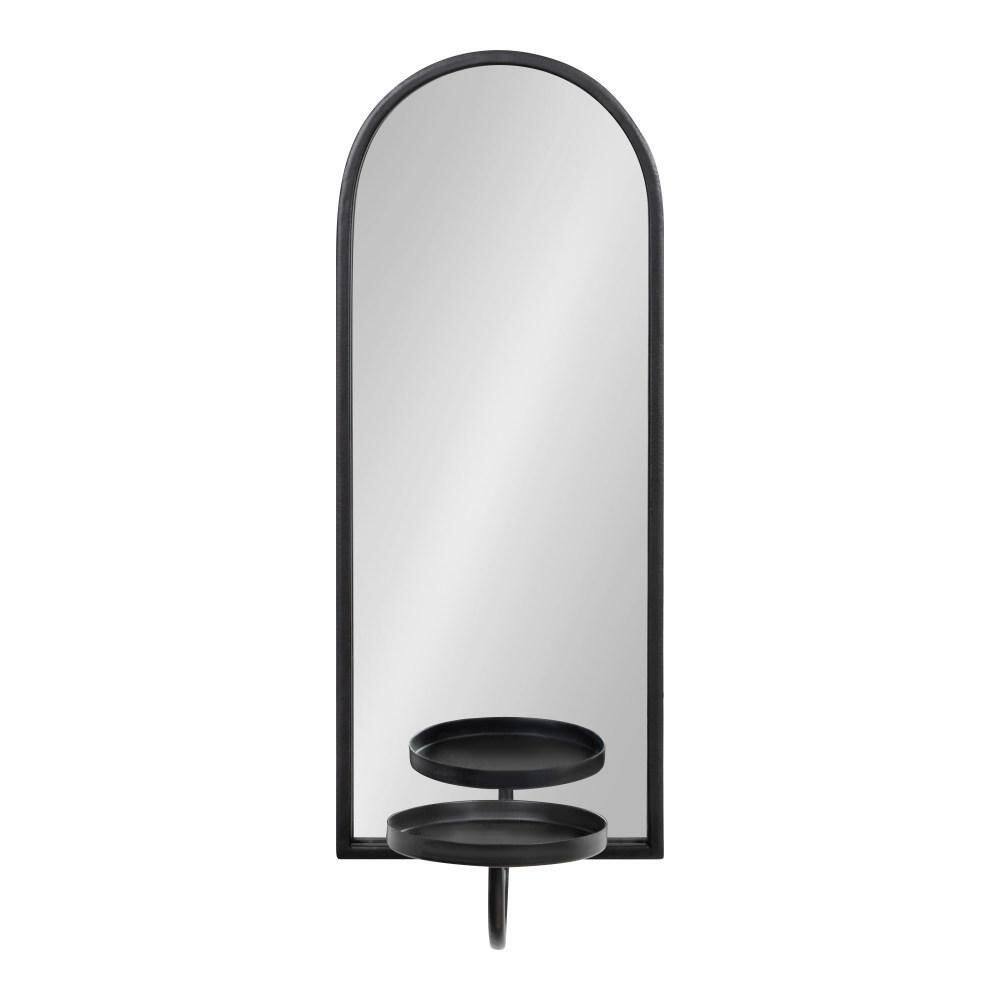 Ezerin Black Metal and Mirror Arched Wall Sconce, 16"