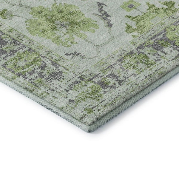 Mayfield Premium Machine Washable Abstract AMF1976 Mint 2 ft. x 7 ft. Runner Rug