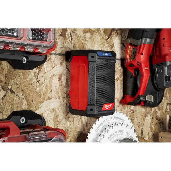 Milwaukee - M12 12-Volt Lithium-Ion Cordless Bluetooth/AM/FM Jobsite Radio Kit W/ Two 4.0 Ah Batteries , Charger & Tool Bag